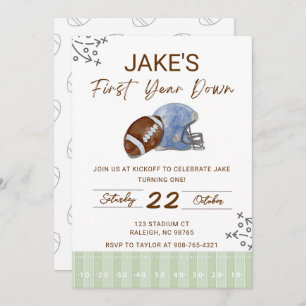 Boy's First Birthday, First Down Birthday Invite,  Invitation