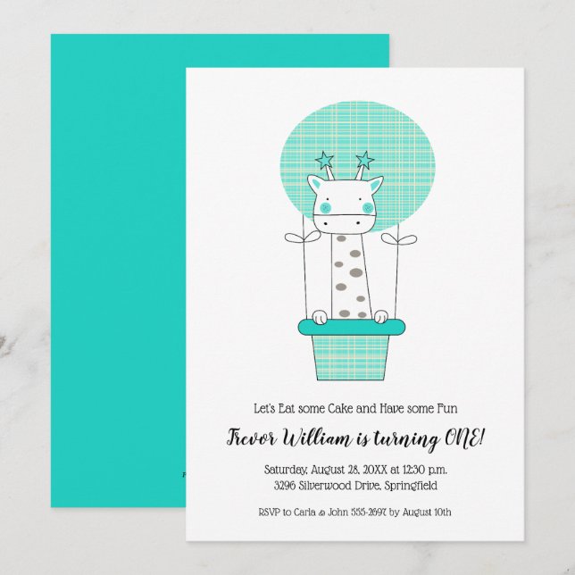 Boys First Birthday Invitations (Front/Back)