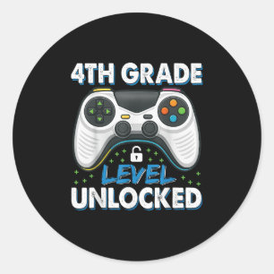 Boys First Day Of 4th Grade Shirt Kids Gaming Back Classic Round Sticker