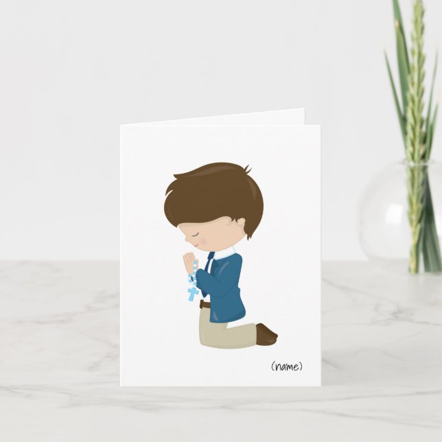 Boys First Holy Communion Greeting Card (Front)