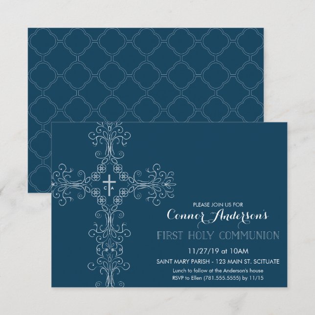 Boy's First Holy Communion Invitation (Front/Back)