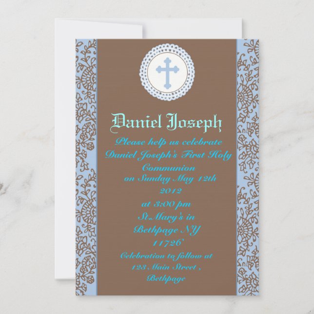 Boys First Holy Communion Invitations (Front)