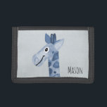 Boy's First Wallet Blue Giraffe with Name<br><div class="desc">This adorable boy's wallet features a blue watercolor giraffe,  and has place for you to add your little boy's name. Perfect for your toddler's first wallet! Check out the rest of our collection for other cute blue safari animals!</div>