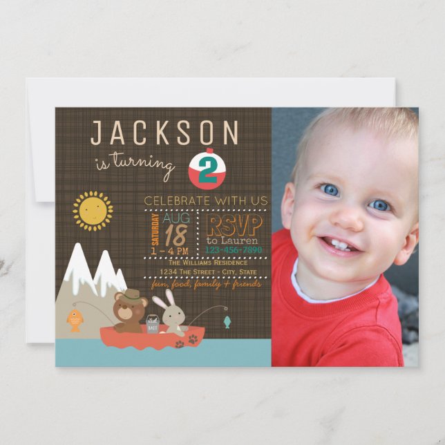 Boys Fishing Birthday Party Invitations (Front)