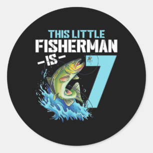 Boys Fishing Birthday Shirt 7 Year Old Boy Fisherm Classic Round Sticker