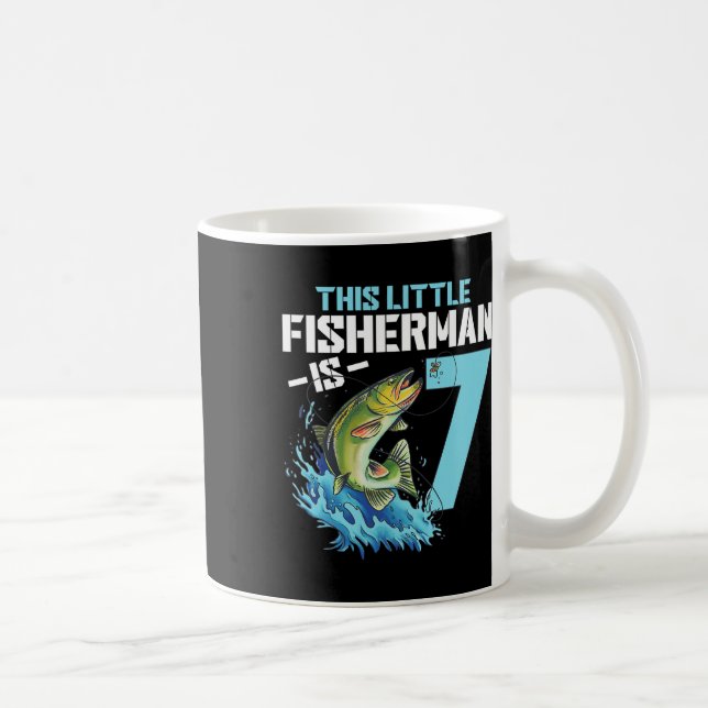 Boys Fishing Birthday Shirt 7 Year Old Boy Fisherm Coffee Mug (Right)