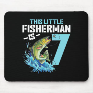 Boys Fishing Birthday Shirt 7 Year Old Boy Fisherm Mouse Mat