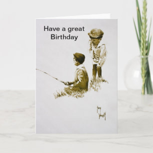 Boys Fishing Happy Birthday Card