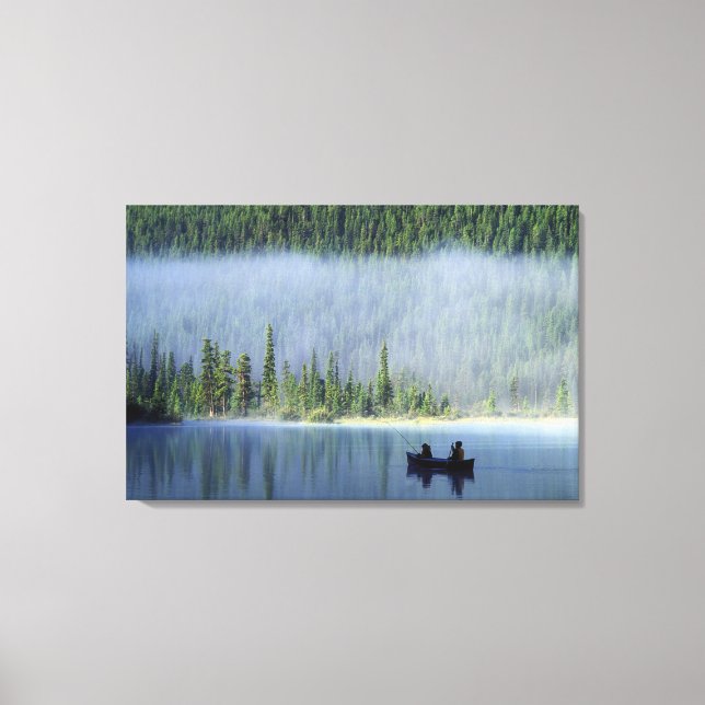 Boys fishing on Waterfowl Lake, Banff National Canvas Print (Front)