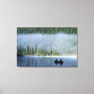 Boys fishing on Waterfowl Lake, Banff National Canvas Print