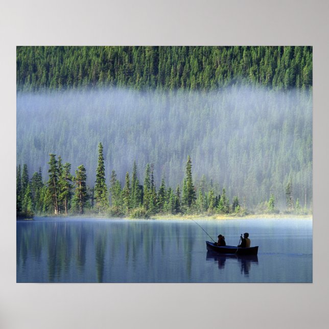 Boys fishing on Waterfowl Lake, Banff National Poster (Front)