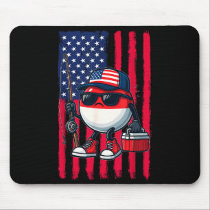 Boys Fishing Rod American Flag Patriotic Fishing F Mouse Mat
