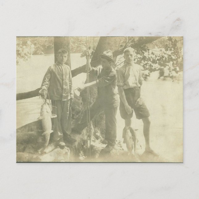 Boys Fishing the Green River Postcard (Front)