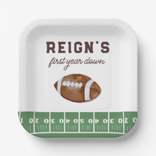 Boy's Football First Year Down 1st Birthday Party Paper Plate