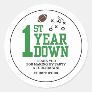 Boys Football Green Sports Birthday Classic Round Sticker