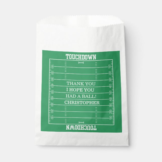 Boys Football Green Sports Birthday Favour Bags (Front)