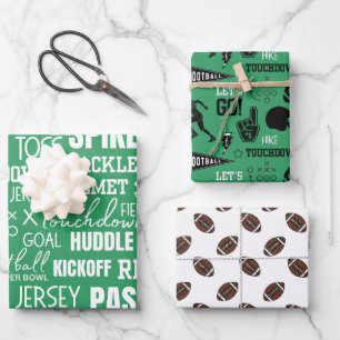 Boys Football Green Sports Birthday Wrapping Paper Sheet