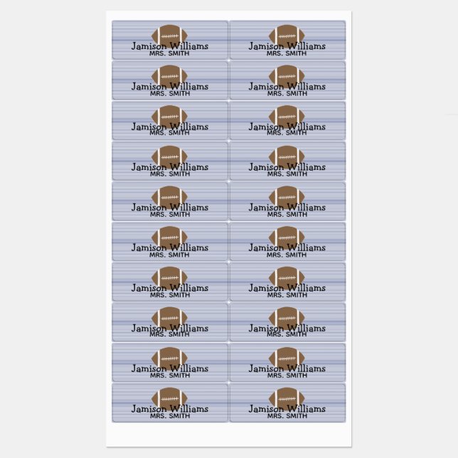 Boys Football Navy Waterproof Labels Badge (Sheet)