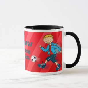 Boys football soccer champion mug red