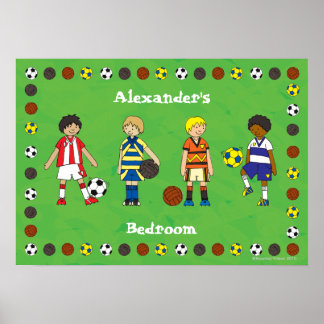 Boy's Football Soccer Personalised Poster