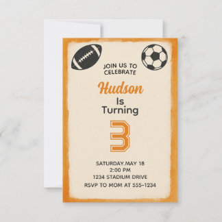 Boys Football Sports Birthday Party  Invitation