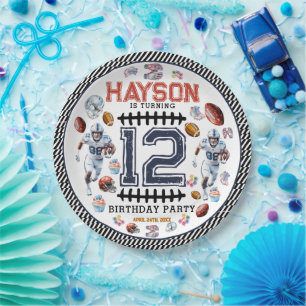 Boys Football Sports Birthday Party Paper Plate