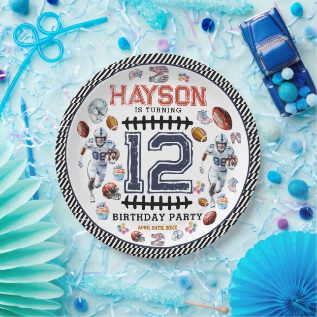 Boys Football Sports Birthday Party Paper Plate (Party)
