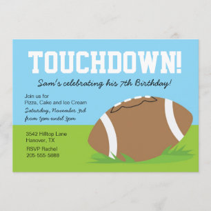 Boys Football Themed Birthday Party Invitation