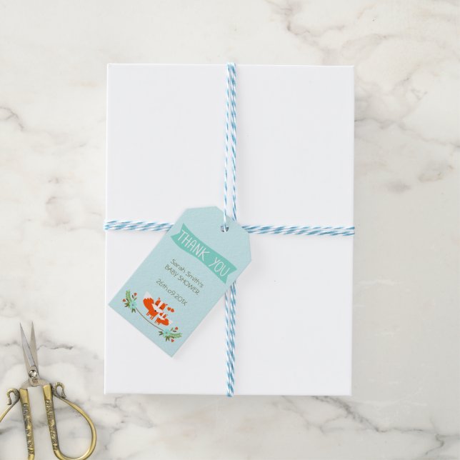 Boys Foxes Baby Shower Gift Tags (With Twine)