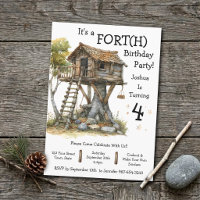 Boy's Fun Treehouse Fort Fourth Birthday