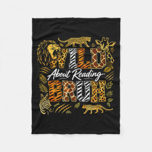 Boys funny wild animal about reading bruh book fleece blanket