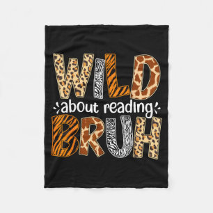 Boys funny wild animal about reading bruh book fleece blanket