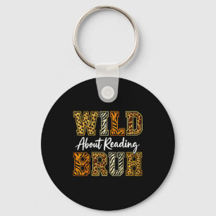 Boys funny wild animal about reading bruh book key ring