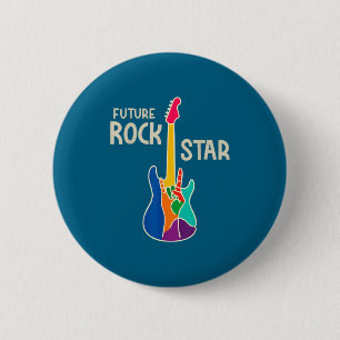 Boys Future Rock Star Guitar Hand 6 Cm Round Badge