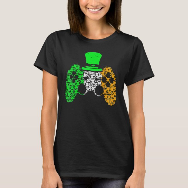 Boys Gamer  Game Lucky Shamrock St Patricks Day Ir T-Shirt (Front)