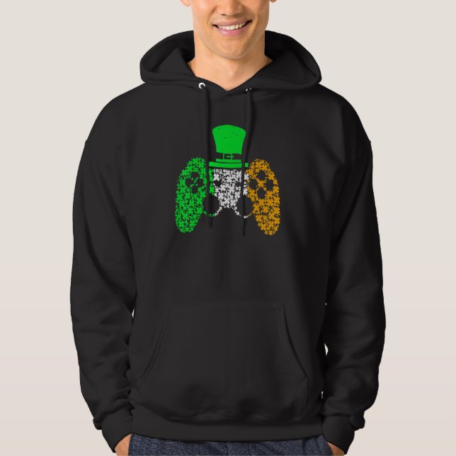 Boys Gamer Game Lucky Shamrock St Patricks Day Iri Hoodie (Front)
