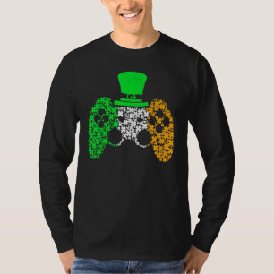 Boys Gamer Game Lucky Shamrock St Patricks Day Iri T-Shirt
