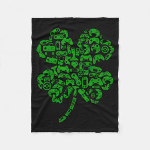 Boys Gamer Game Shamrock St Patricks Day Irish Men Fleece Blanket