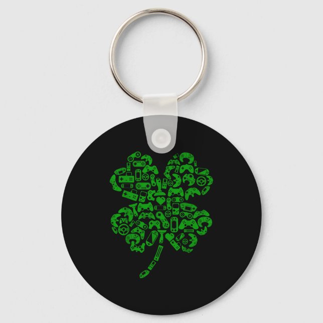 Boys Gamer Game Shamrock St Patricks Day Irish Men Key Ring (Front)