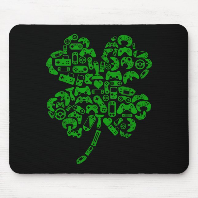 Boys Gamer Game Shamrock St Patricks Day Irish Men Mouse Mat (Front)