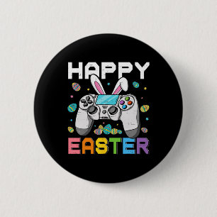 Boys Gamer Happy Easter Day Video Games Bunny Gami 6 Cm Round Badge