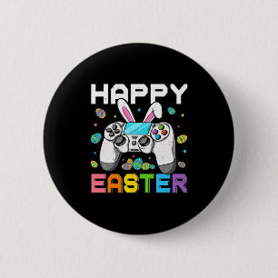Boys gamer happy easter day video games bunny gami 6 cm round badge