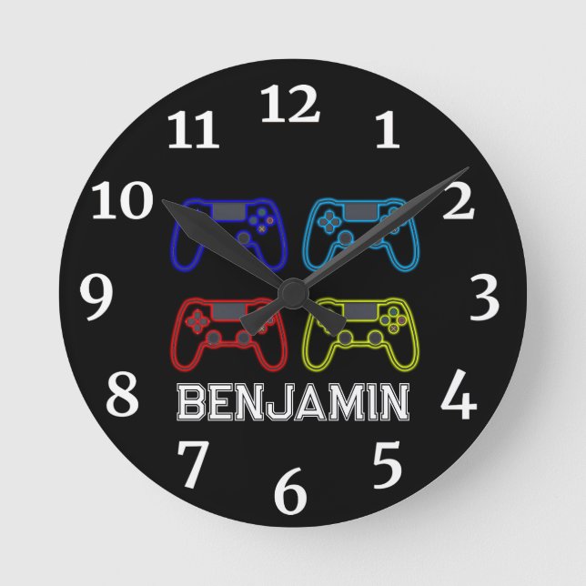 Boys Gaming Controller Personalised Clock (Front)