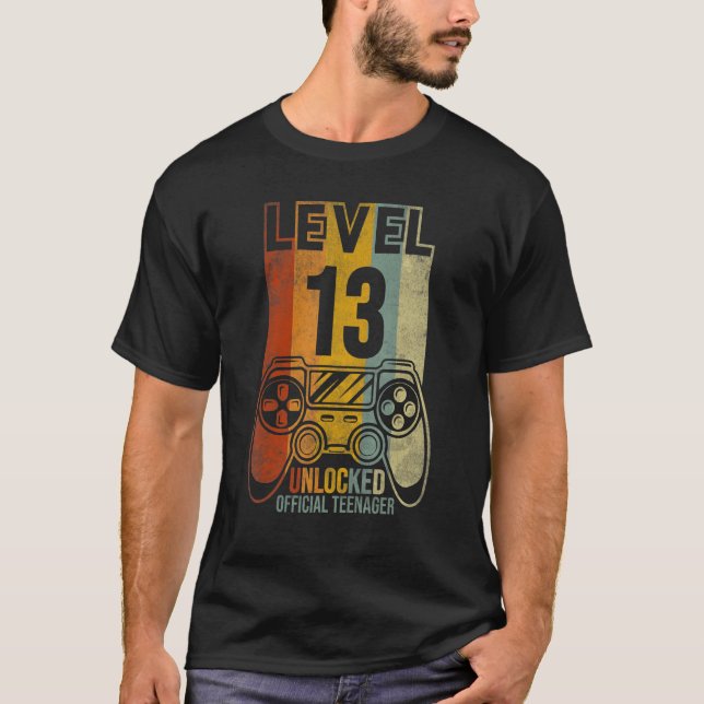 Boys Girls 13th Birthday Level 13 Unlocked Officia T-Shirt (Front)