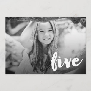 Boys Girls 5th Birthday Number Five Photo Overlay Invitation
