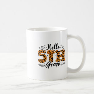 Boys Girls Back To School Hello 5th Grade Leopard Coffee Mug