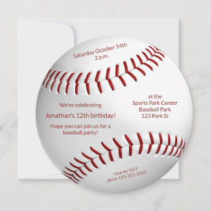 boys girls baseball softball birthday party announcement