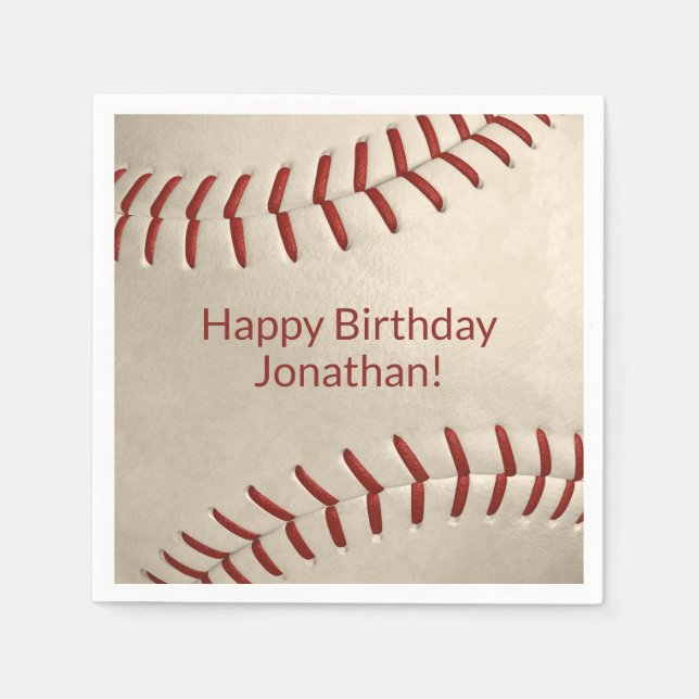 boys girls baseball softball party napkin (Front)