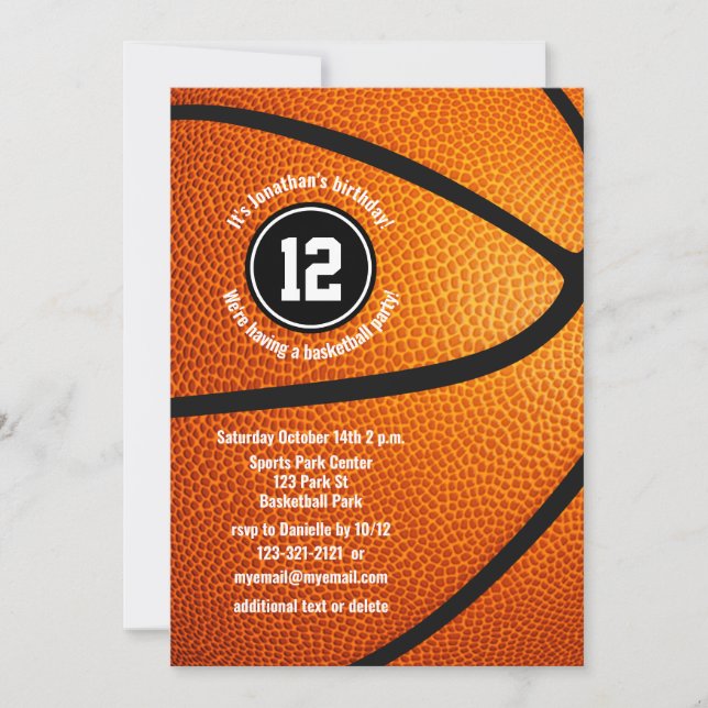boys girls basketball birthday team celebration  invitation (Front)