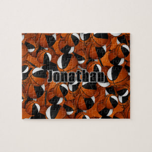boys girls basketball black white team colours jigsaw puzzle